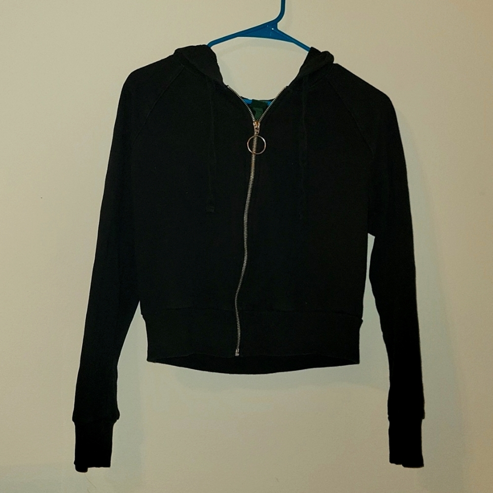Black crop zip up hoodie from wild fable
